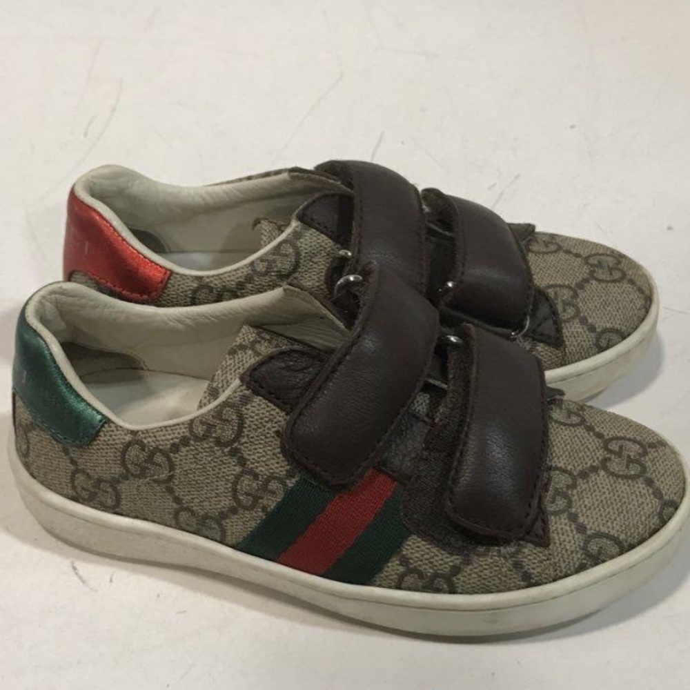 Gucci Kids Monogram Velcro Strap Sneakers Toddler Size 27